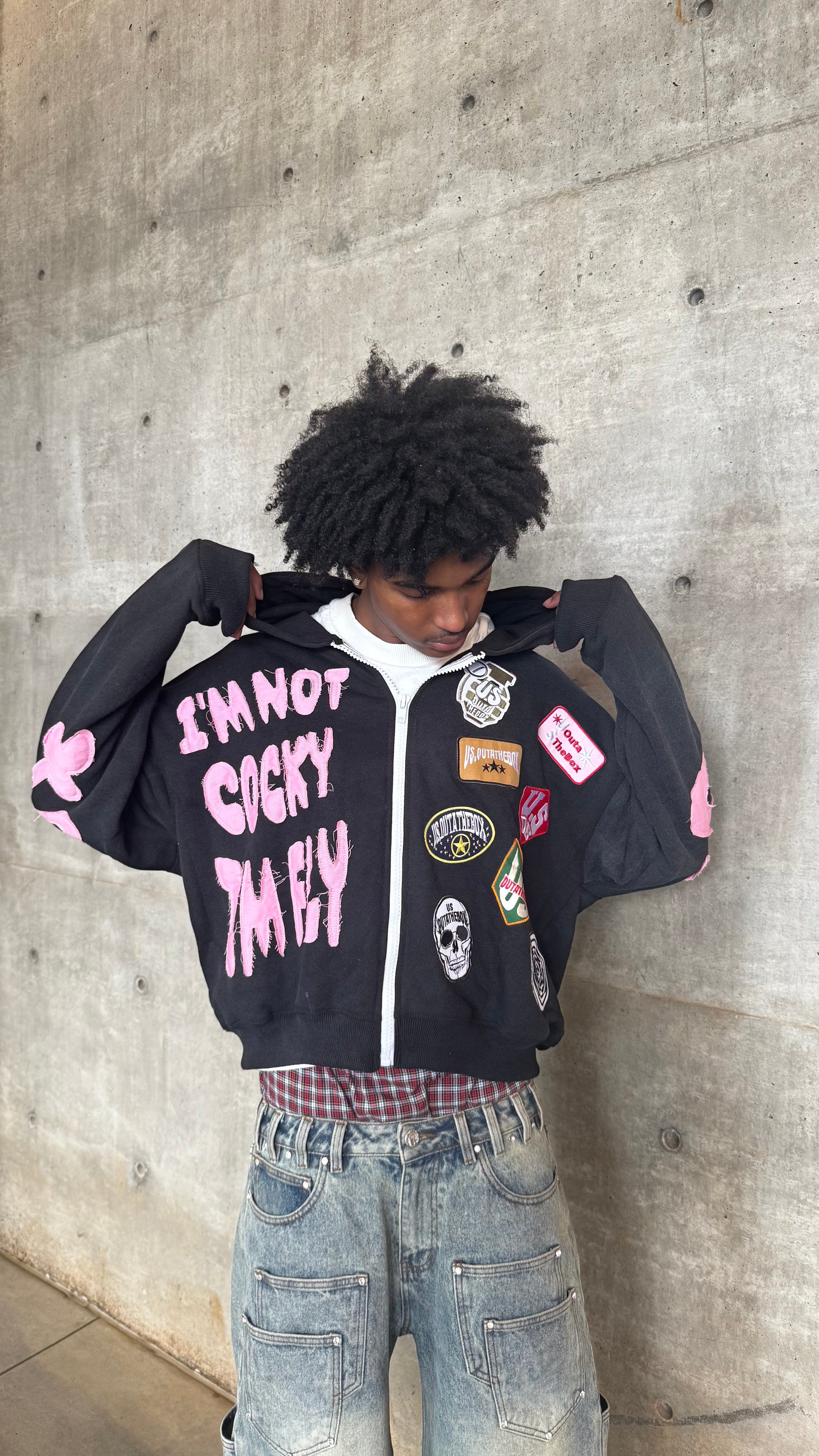 “IM FLY” Pink Zip-up